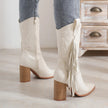 Embroidered Tassel White New Western Cowboy Boot