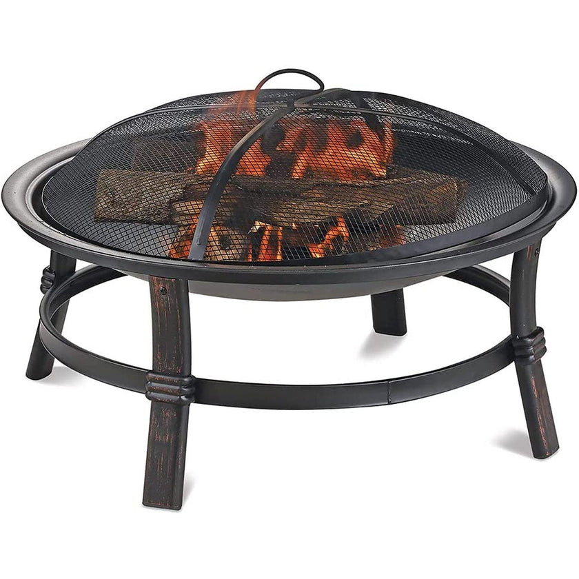 Endless Summer - Summer Brushed Copper Wood Burning Firebowl - Heavy Gauge Spark Guardincluded - Brushed Copper
