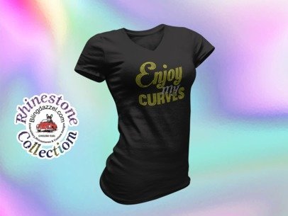 Enjoy My Curves Rhinestone Shirt – Body Positive Sparkle Bling Tee | Blingdazzel