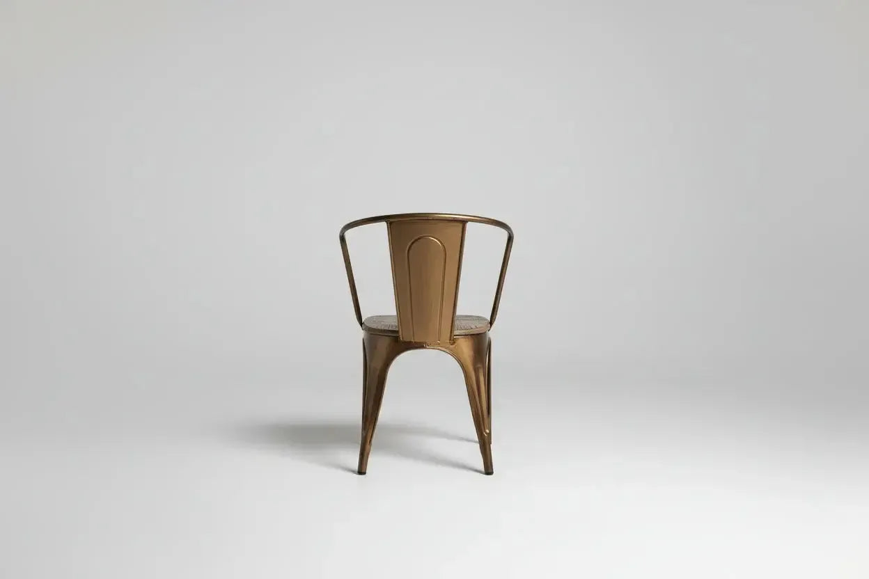 Ensemble de 2 Chaises Sita en acier Dorée et siège en bois de manguier