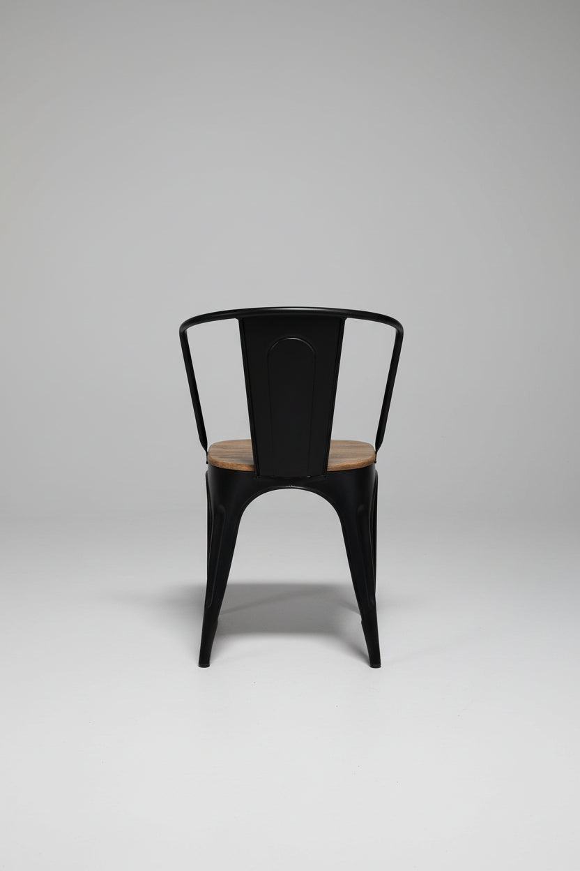 Ensemble de 2 Chaises Sita en acier noir et siège en bois de manguier