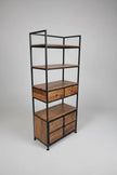 Étagère Style industrielle en bois de manguier et acier noir avec 2 tiroirs