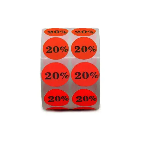 Étiquettes rondes, avec inscription « % », 1 (200/rl)