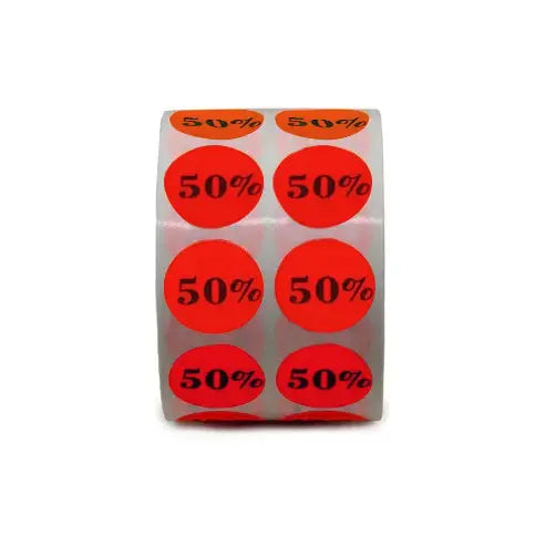 Étiquettes rondes, avec inscription « % », 1 (200/rl)