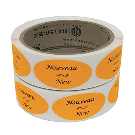 Étiquettes, avec inscription « Nouveau-New », 1 ¾
