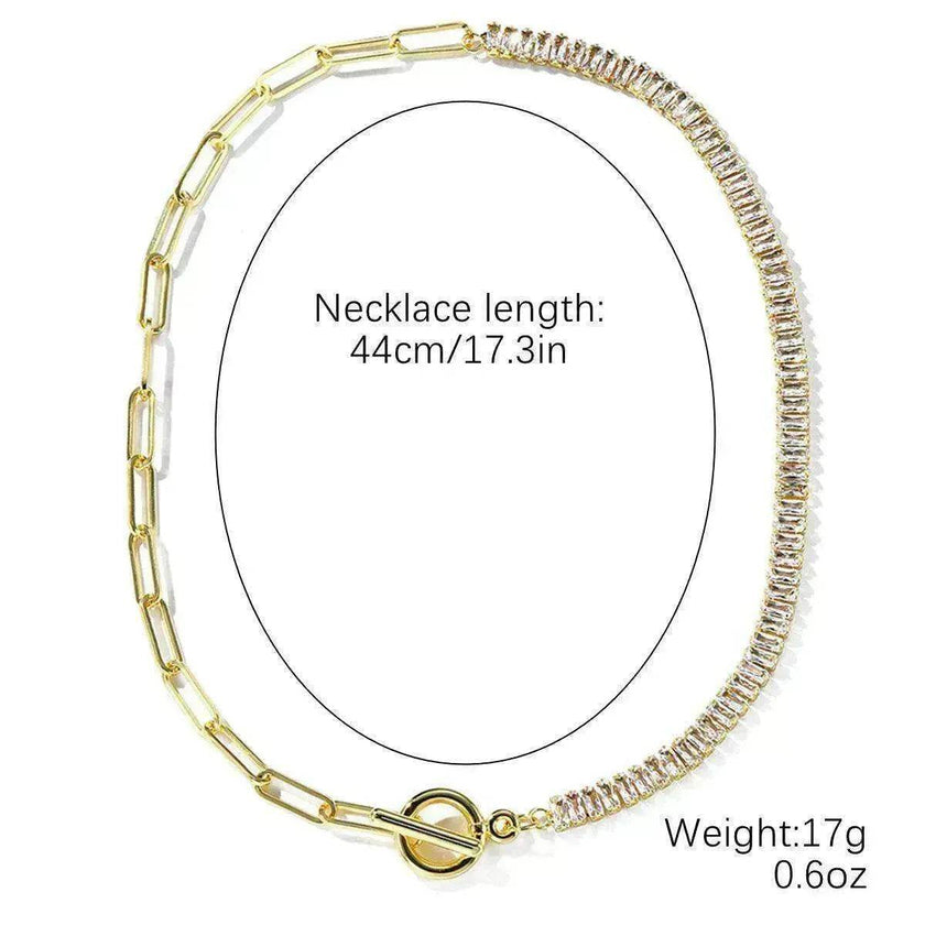 European And American Accessories Stitching Mixed Color Zircon Necklace