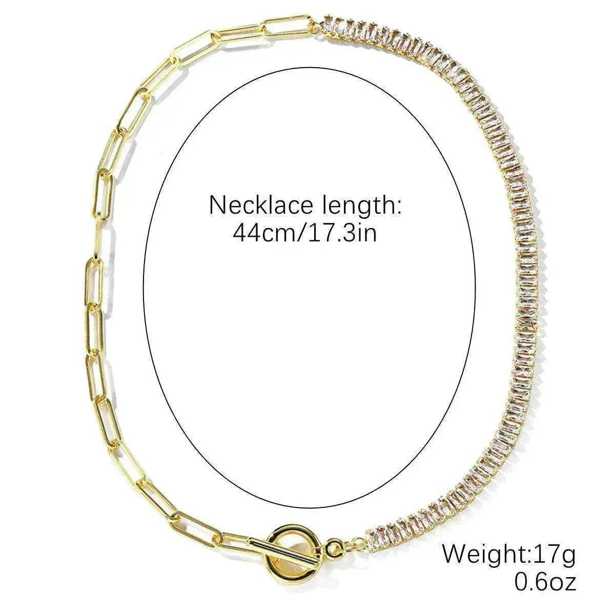 European And American Accessories Stitching Mixed Color Zircon Necklace
