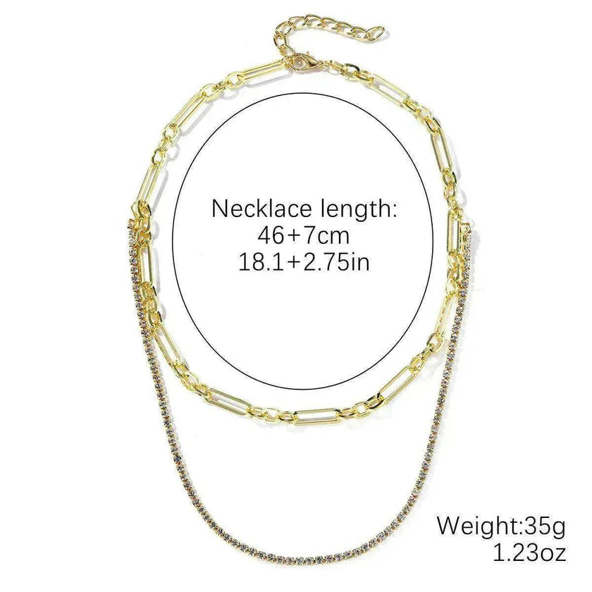 European And American Accessories Stitching Mixed Color Zircon Necklace