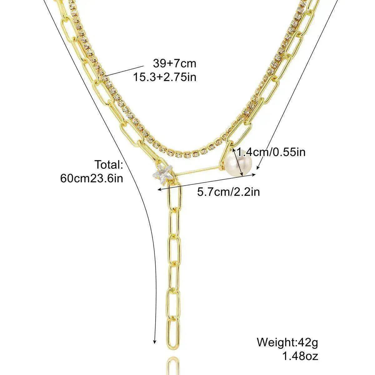 European And American Accessories Stitching Mixed Color Zircon Necklace
