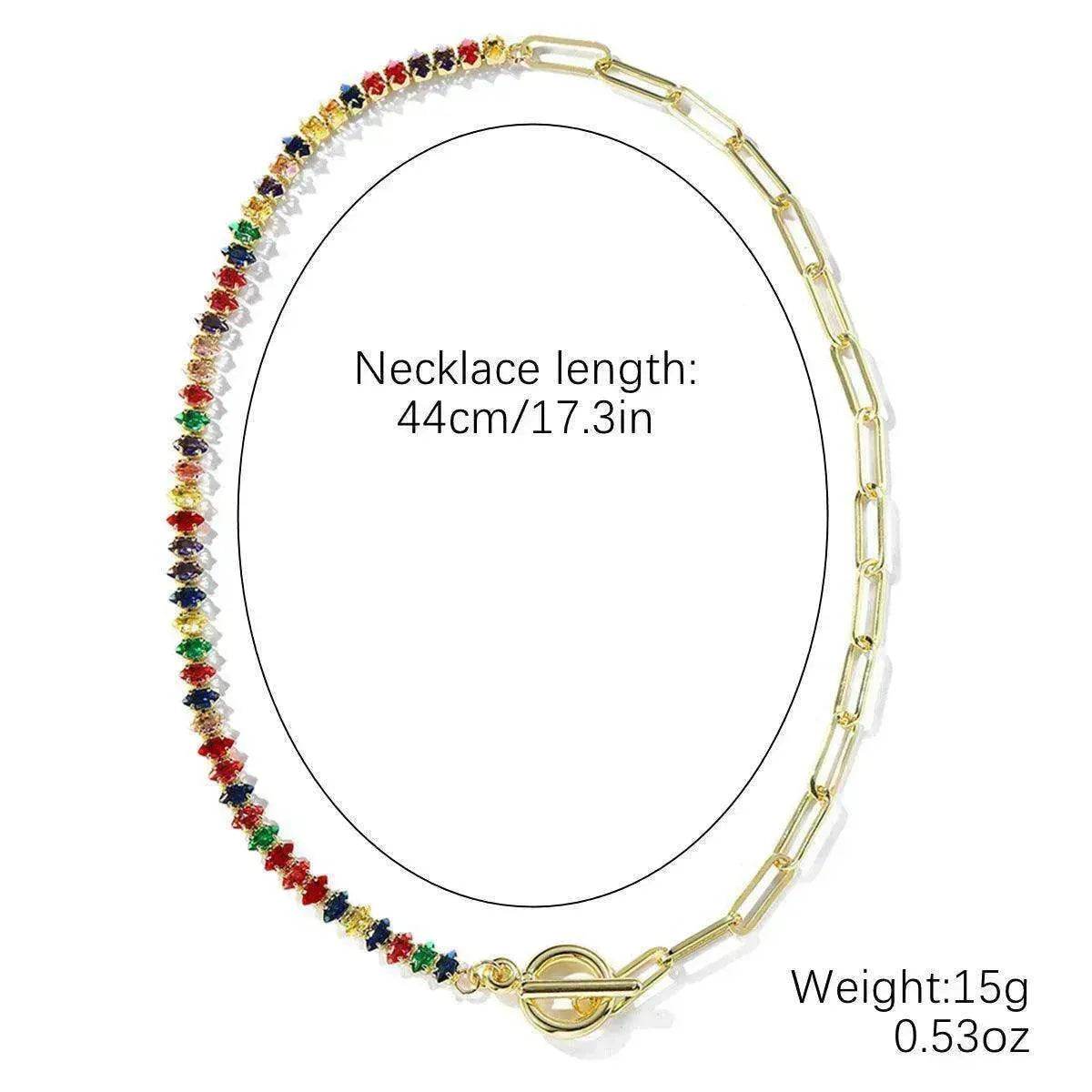 European And American Accessories Stitching Mixed Color Zircon Necklace