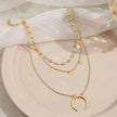 European And American Small Round Slice Tassel Moon Multi-layer Necklace