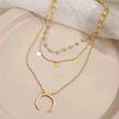 European And American Small Round Slice Tassel Moon Multi-layer Necklace