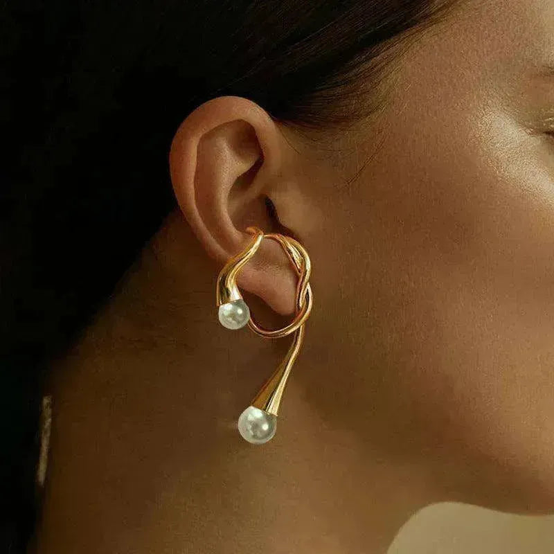 European and American pearl ear clip female irregular ear hook