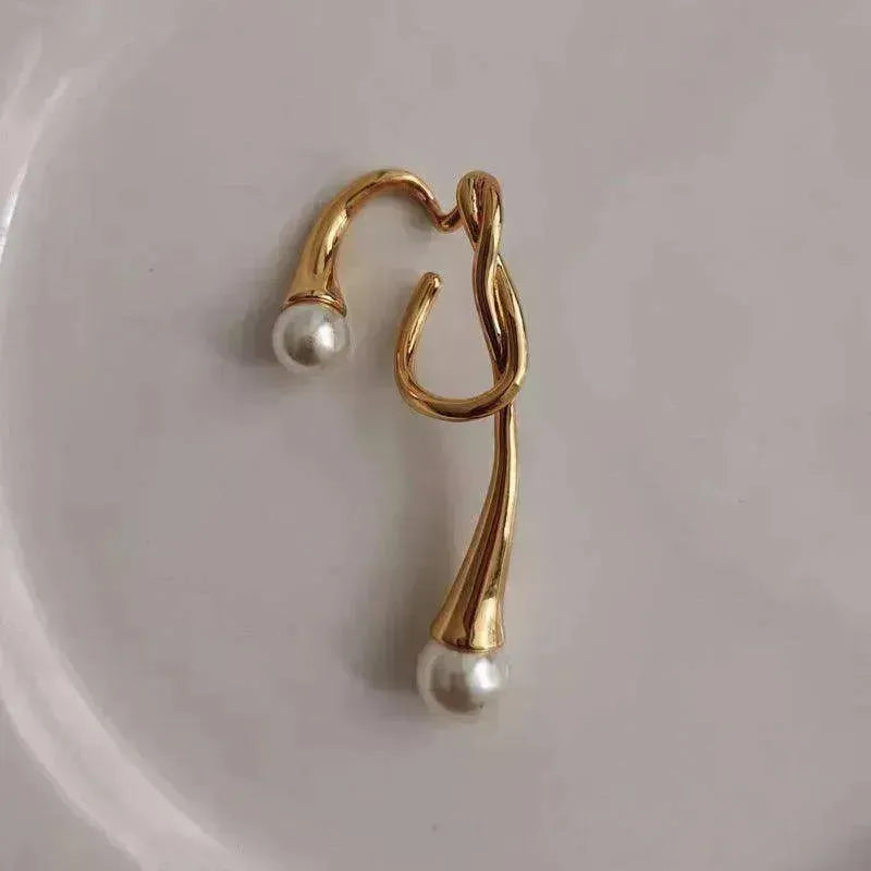European and American pearl ear clip female irregular ear hook