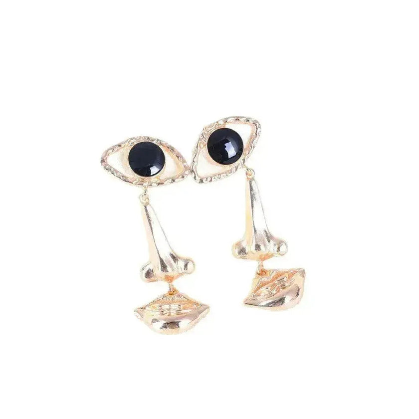 Exaggerated Long Retro Nose Lips Eye Dangle Earrings