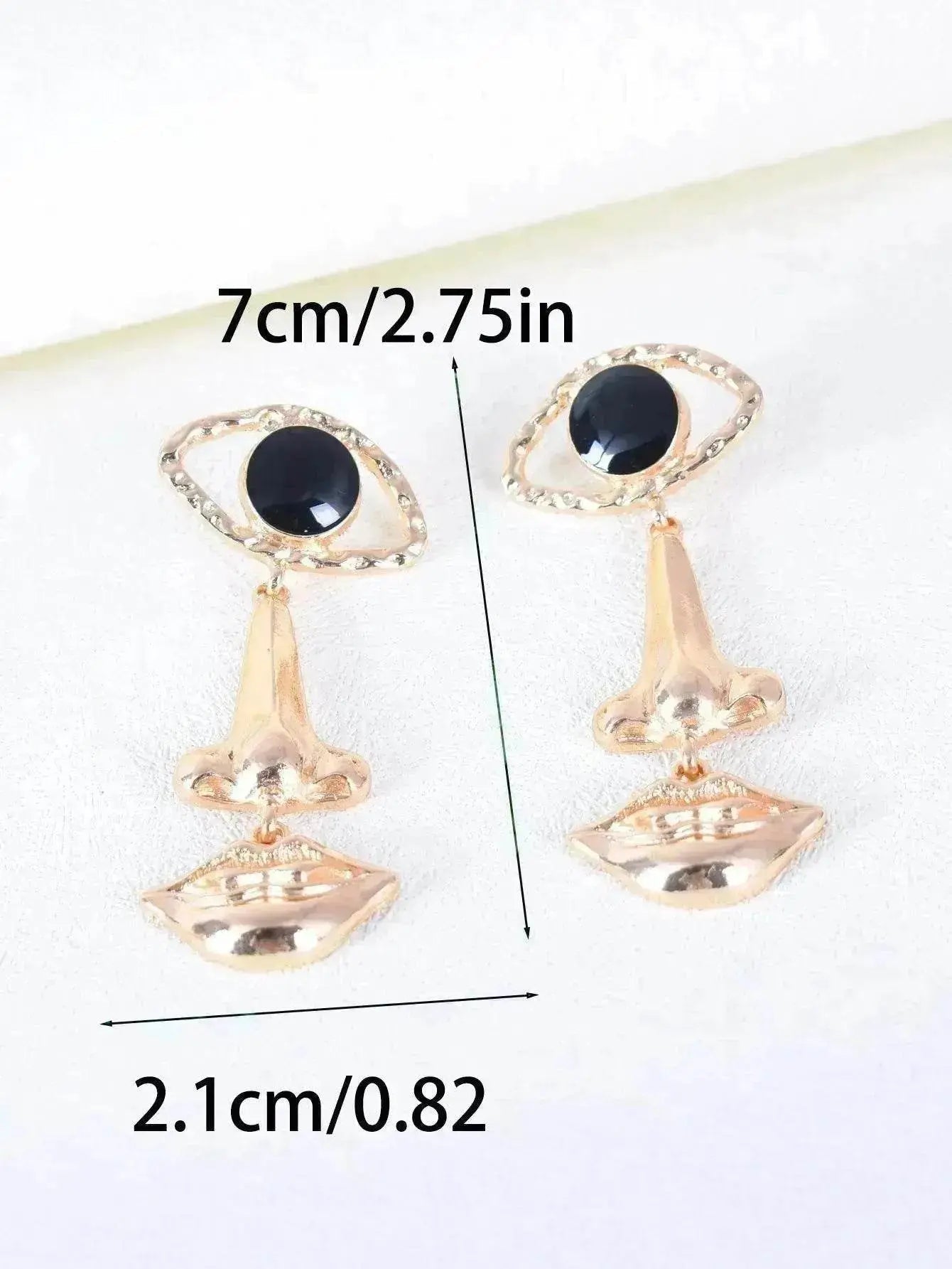 Exaggerated Long Retro Nose Lips Eye Dangle Earrings