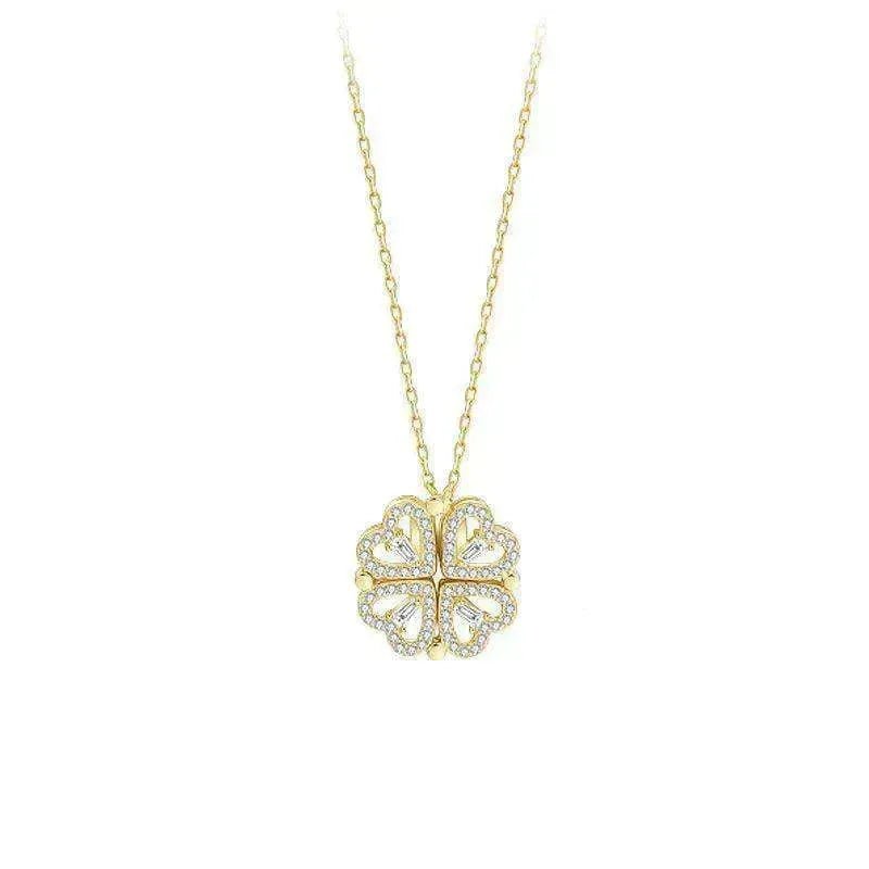 Four Leaf Clover Magnetic Necklace, Detachable 4-in-1 Titanium Steel Women Necklace