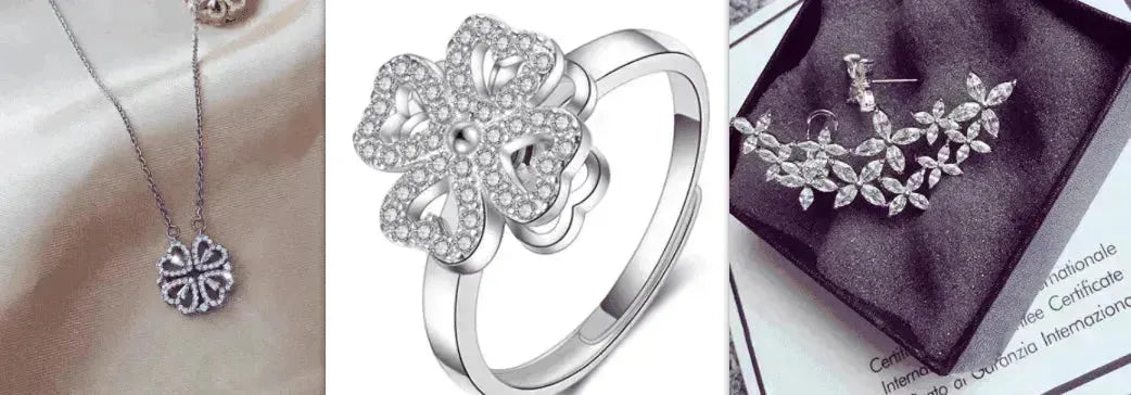 Four Leaf Clover Magnetic Necklace, Detachable 4-in-1 Titanium Steel Women Necklace