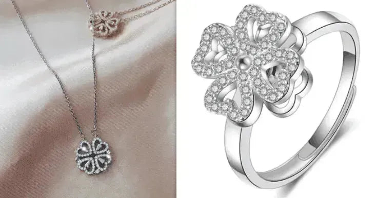 Four Leaf Clover Magnetic Necklace, Detachable 4-in-1 Titanium Steel Women Necklace