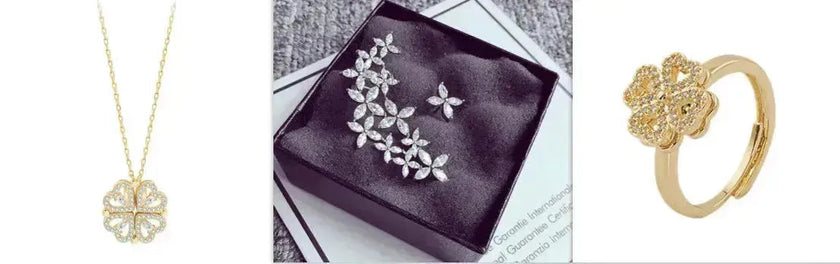 Four Leaf Clover Magnetic Necklace, Detachable 4-in-1 Titanium Steel Women Necklace