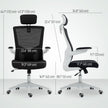 Andre Ergonomic Office Chair with 2D Lumbar Support and adjustable Headrest-Black/White