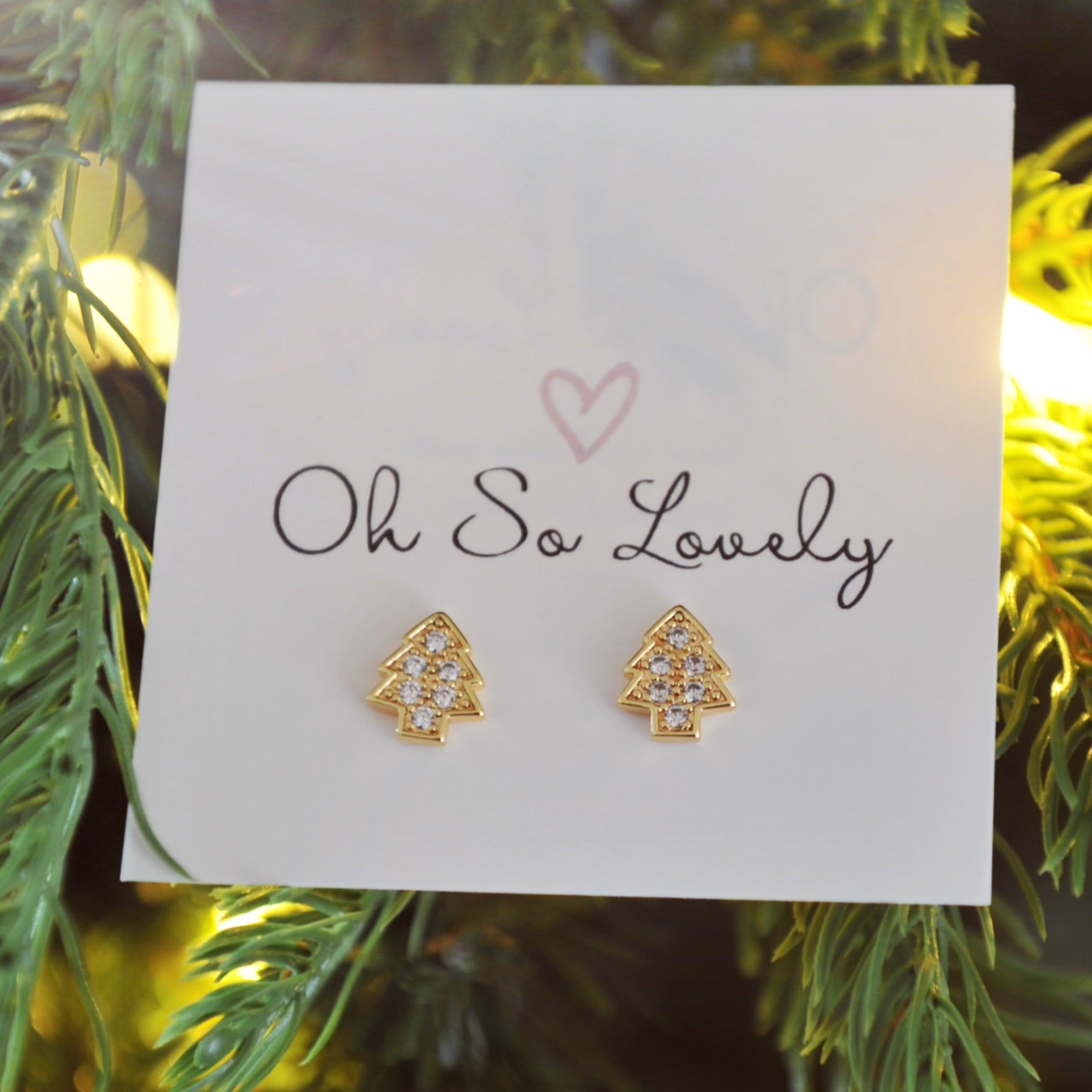 Sparkly gold Christmas tree studs