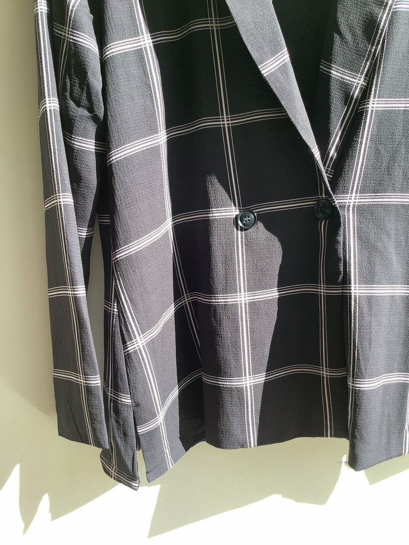 Black & White Windowpane Check Blazer