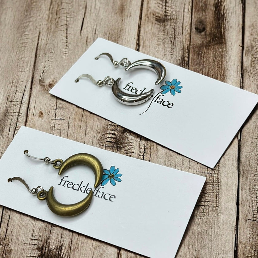 Bubble Moon Earrings - 3D Crescent Shape, Hypoallergenic, Nickel-free
