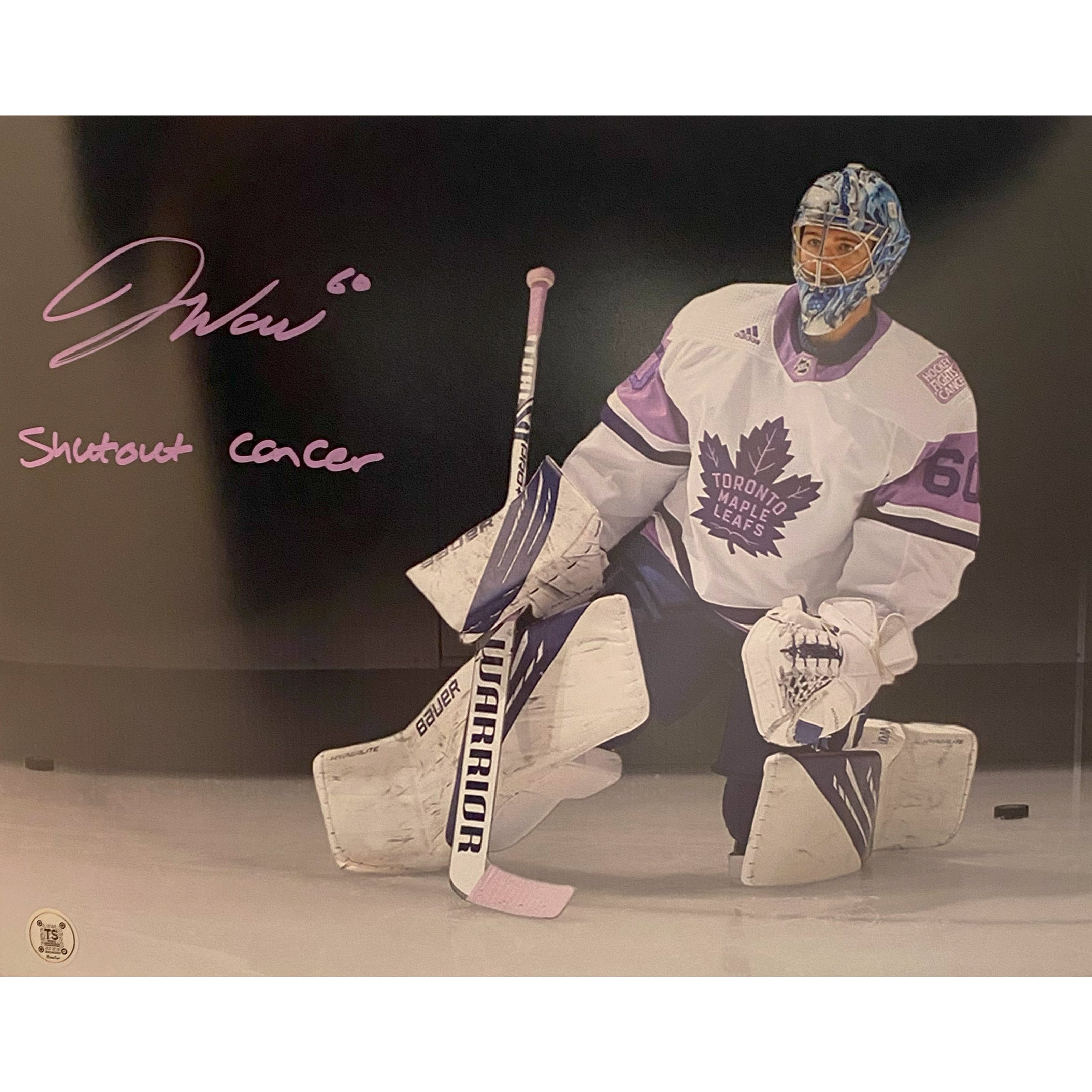 Joseph Woll Autographed Toronto Maple Leafs Hockey Fights Cancer Spotlight 11x14 Photo Inscribed 