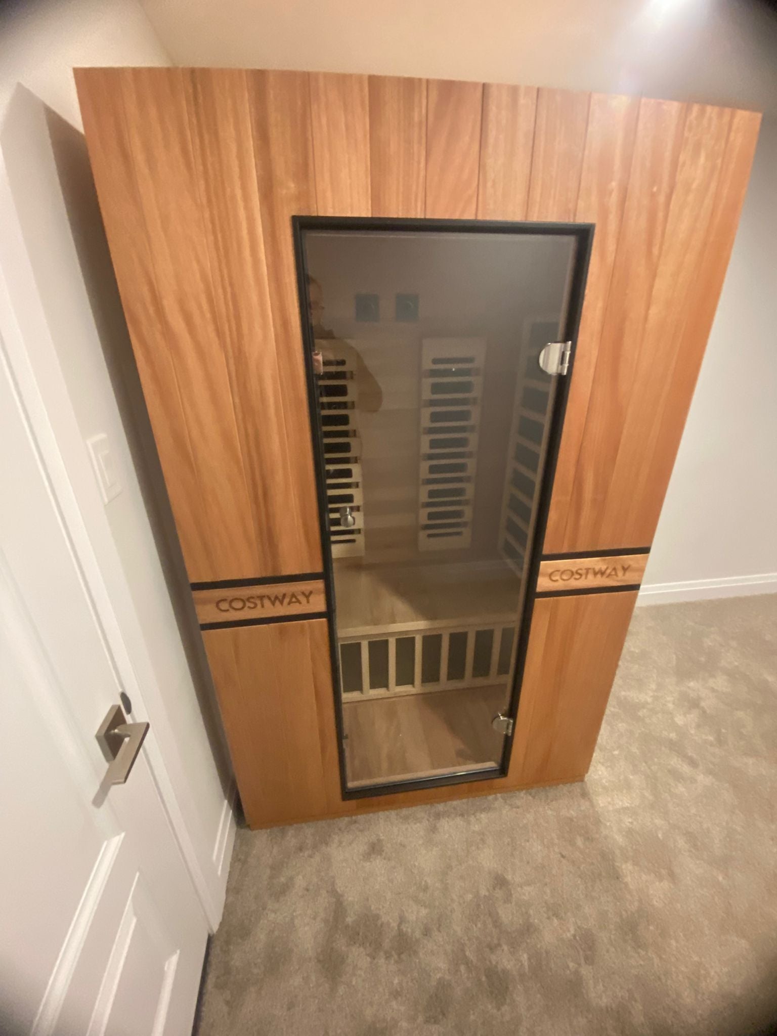 PREORDER SEPTEMBER 2026 - *NEW* 2026 Model-Premium Series-Costway 2-Person Dual Therapy Full Spectrum Infrared Sauna with Red Light Panel($900 Value), WiFi App Control, Chromotherapy & Bluetooth – Okoume Wood- Fully Loaded Indoor Spa