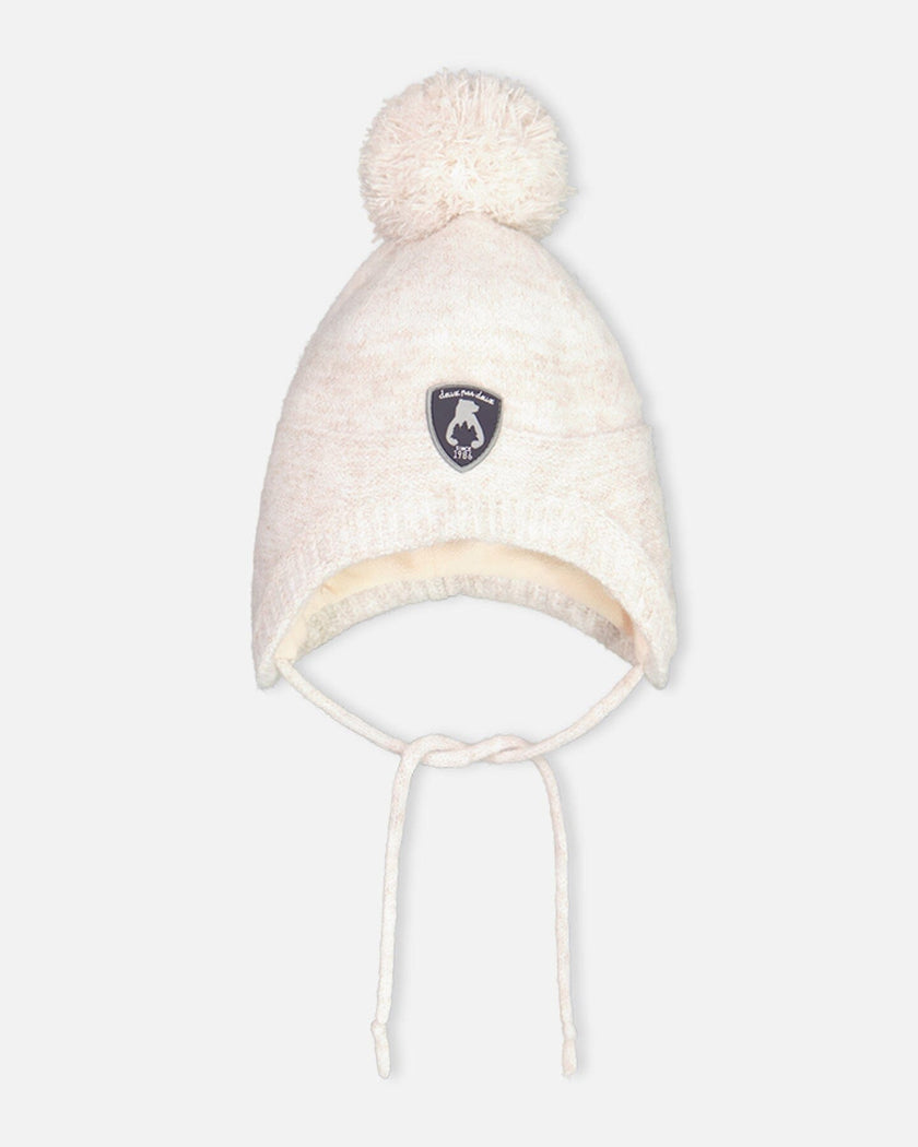 Peruvian Knit Hat In Champagne White For Baby