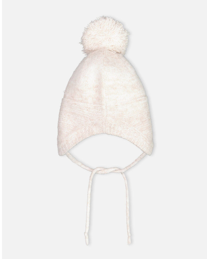 Peruvian Knit Hat In Champagne White For Baby