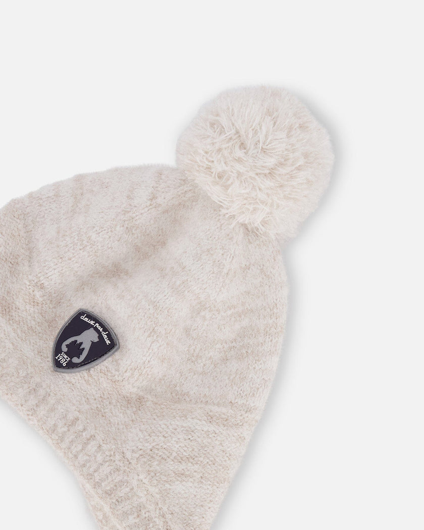 Peruvian Knit Hat In Champagne White For Baby