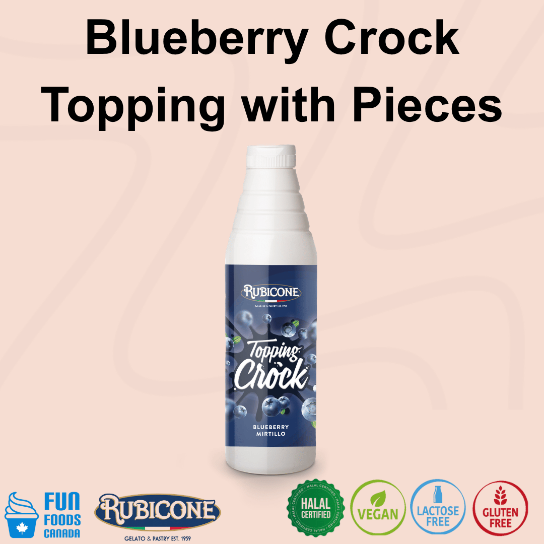 Blueberry Topping with Pieces - 1 KG Squeeze Bottle - Blueberry Crock Topping - Rubicone Canada - Ships Free Within Canada on Orders Above CAD $199