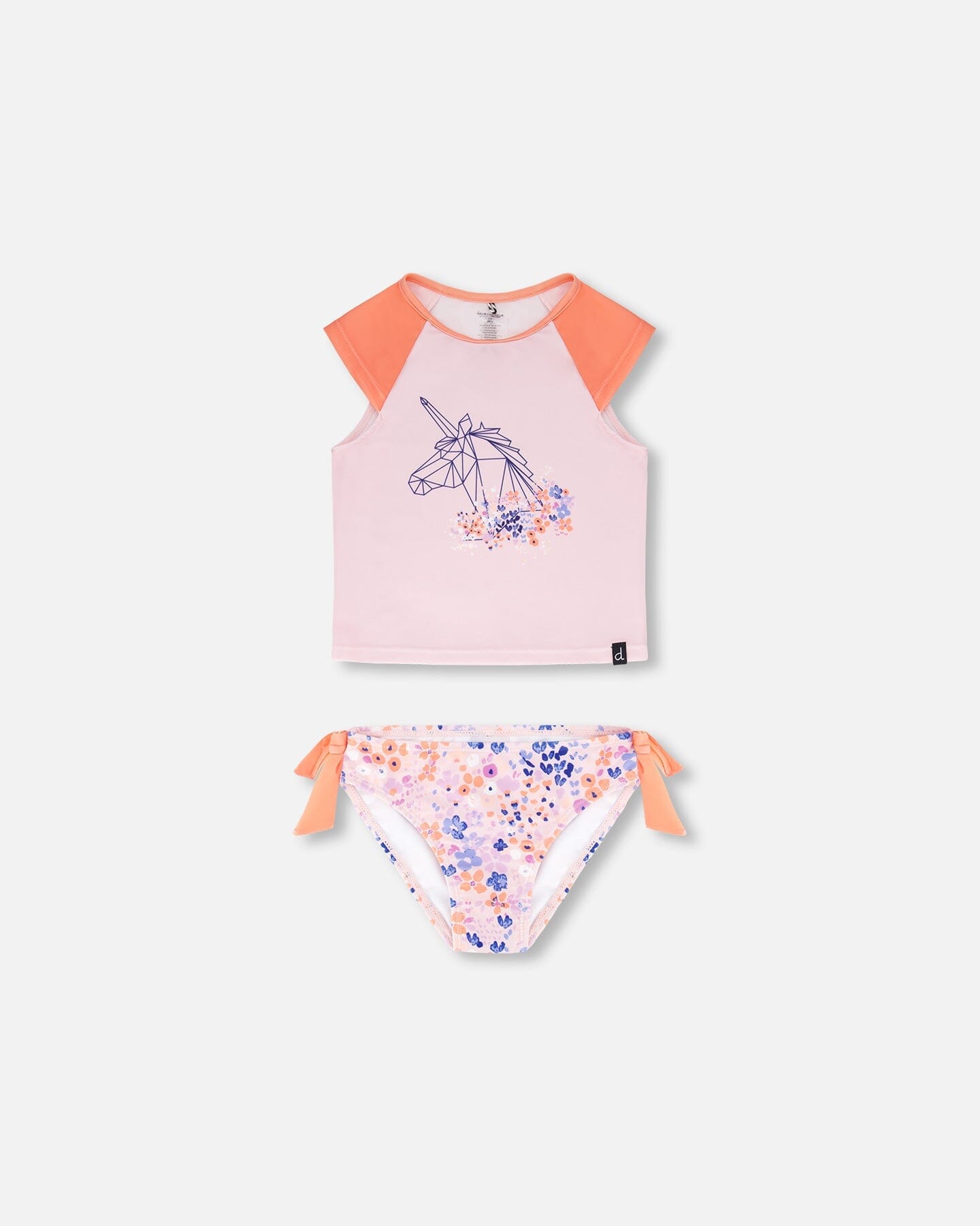 Two Piece Rashguard Swimsuit Lavender Printed Fields Flowers