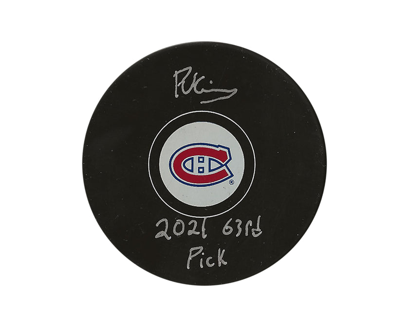 Riley Kidney Autographed Montreal Canadiens Autograph Model Puck Inscribed 