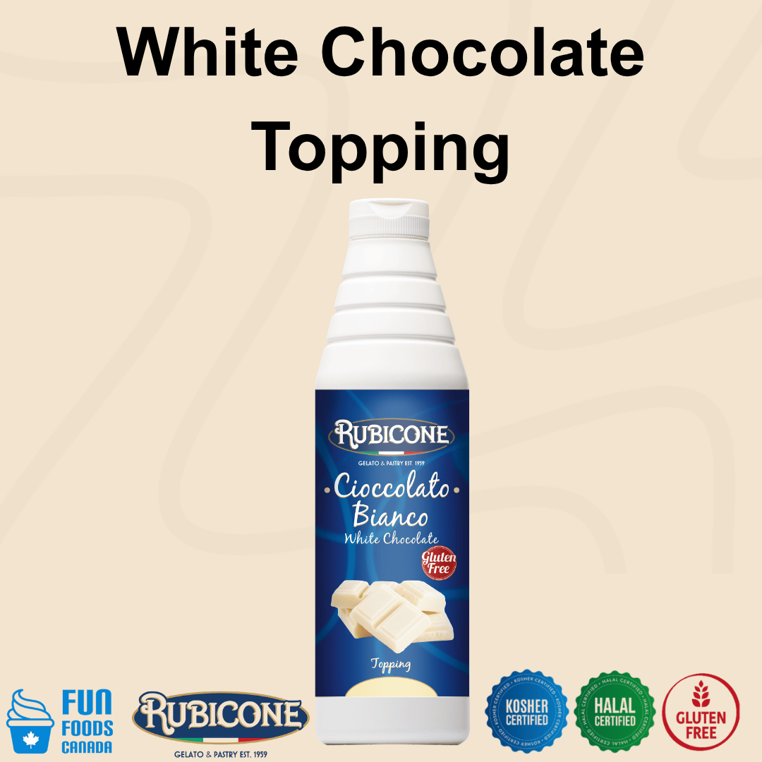 White Chocolate Topping - 1 KG Squeeze Bottle - Rubicone Canada - Ships Free Within Canada on Orders Above CAD $199