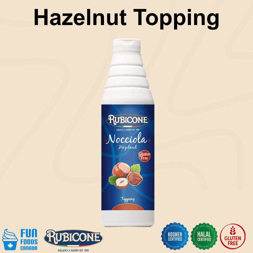 Hazelnut Topping - 1 KG Squeeze Bottle - Rubicone Canada - Ships Free Within Canada on Orders Above CAD $199