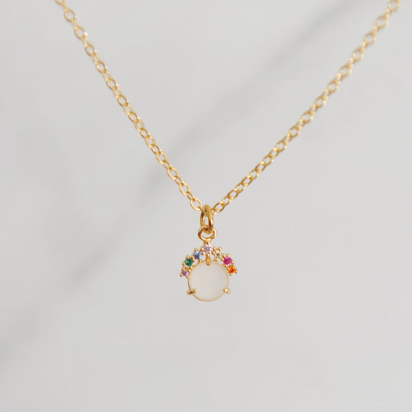 Alina White Smoke Cubic Zirconia Charm Necklace 