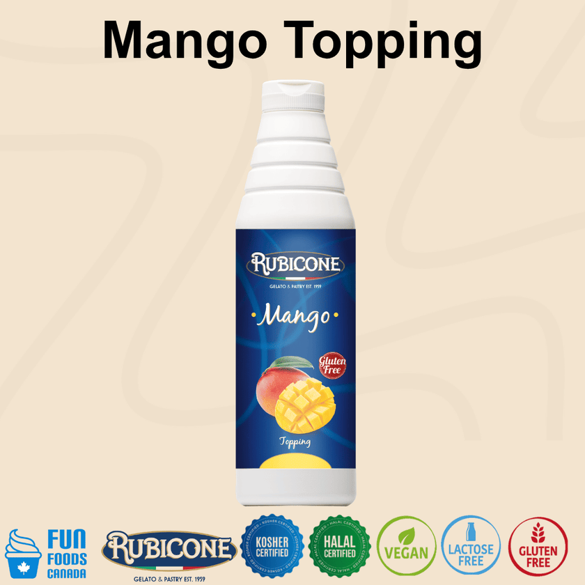 Mango Topping - 1 KG Squeeze Bottle - Rubicone Canada - Ships Free Within Canada on Orders Above CAD $199