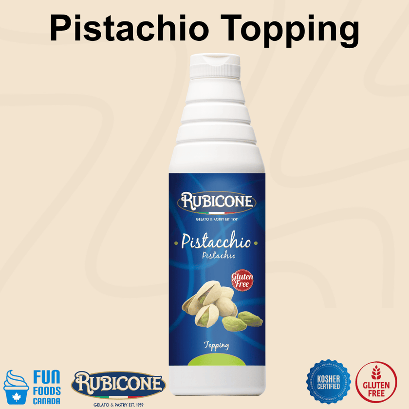 Pistachio Topping - 1 KG Squeeze Bottle - Rubicone Canada - Made in Italy - Ships Free Within Canada on Orders Above CAD $199