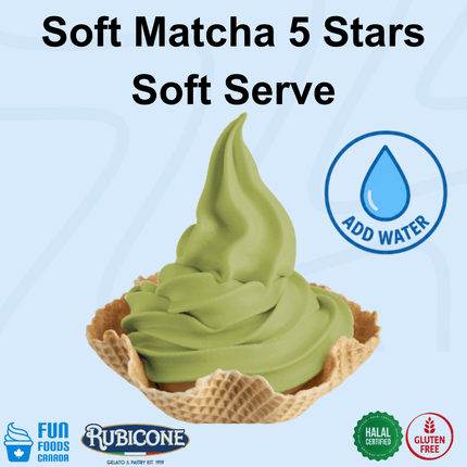 Soft Matcha 5 Stars Ready Creamy Soft Serve Mix - Complete Ready Base - Case of 8 x 1.5 KG bags - Rubicone Canada - Ships Free Within Canada on Orders Above CAD $199