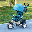 Qaba Convertible 4-in-1 Toddler Tricycle with Parent Handle for Kids 1-5 Years Outdoor Play Blue