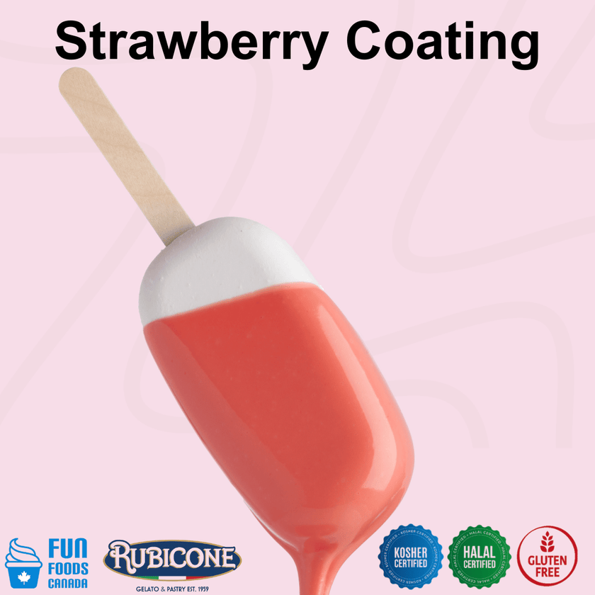 Strawberry Cone Dip Coating - 1.5 KG Bucket - Rubicone Canada - Ships Free Within Canada on Orders Above CAD $199