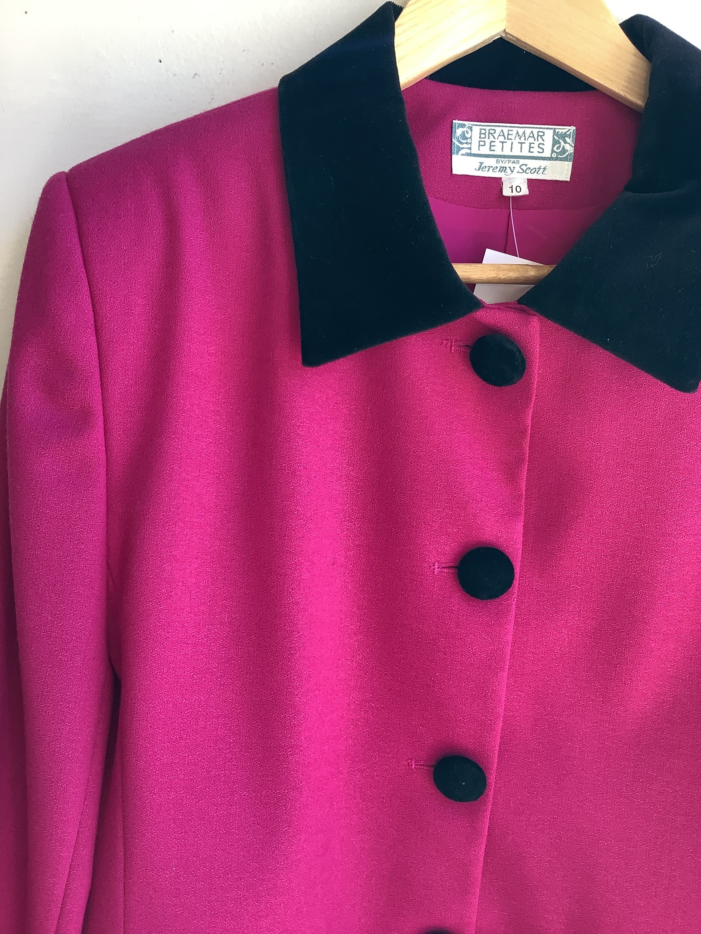 Vintage Jeremy Scott 80s Hot Pink Wool Blazer