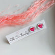 Watercolour pink Heart stud earrings