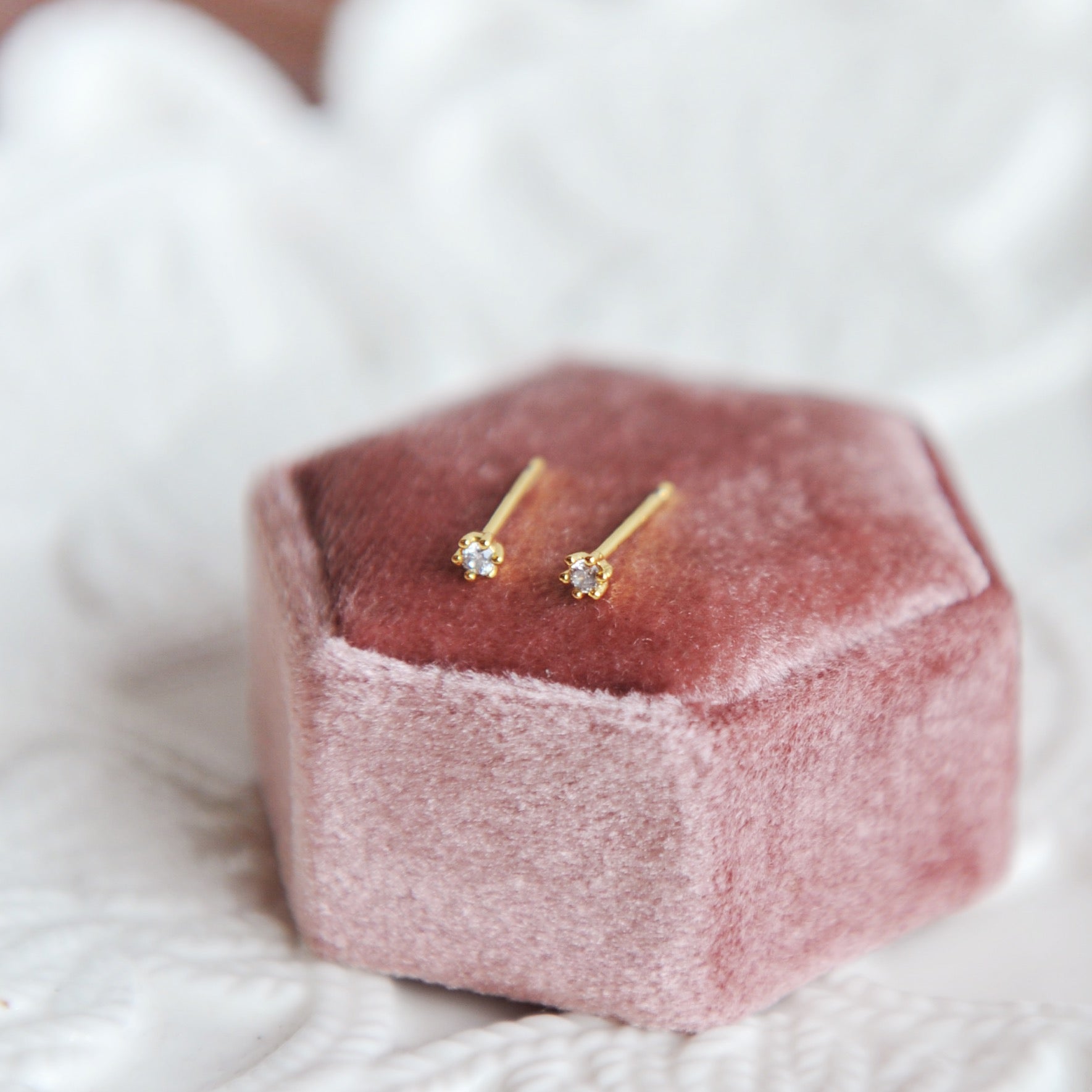 GWEN dainty crystal stud earrings, Minimalist