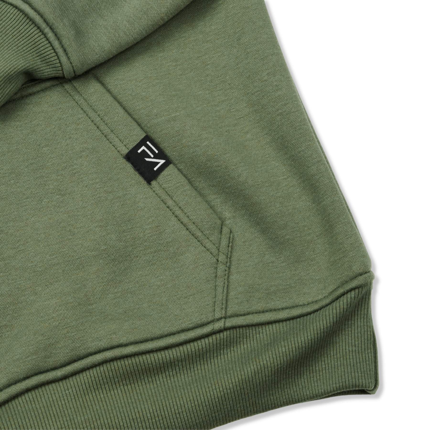 Sweat à capuche FA, couleur olive.