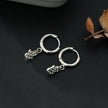 FATIMA White Gold (Silver Toned): Pavé Zirconia (CZ) Mini Hoop Earrings with Hamsa Hand Charm – A Perfect Blend of Style and Protection