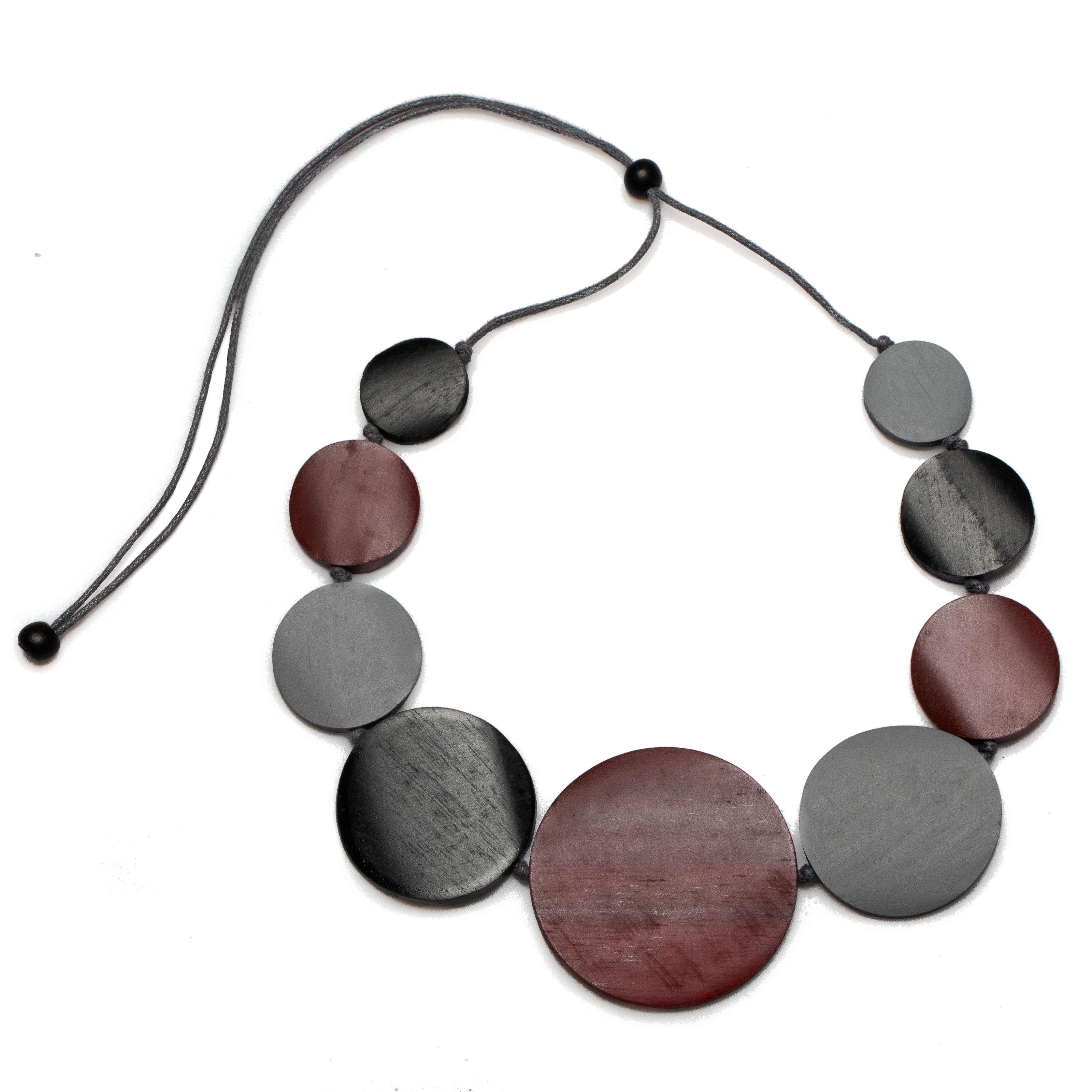 Graduated Wooden Disc Necklace